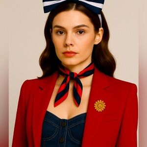 Guess Blue Bustier Crop Top Buttoned